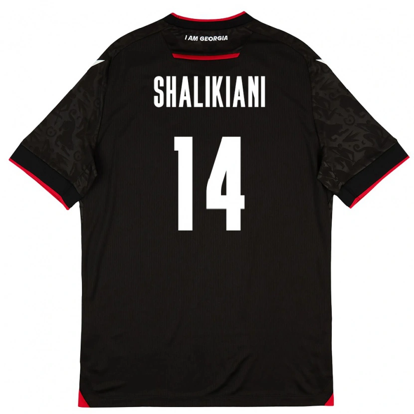 Danxen Hombre Camiseta Georgia Nikoloz Shalikiani #14 Negro Blanco Rojo 2ª Equipación 26-28 La Camisa México