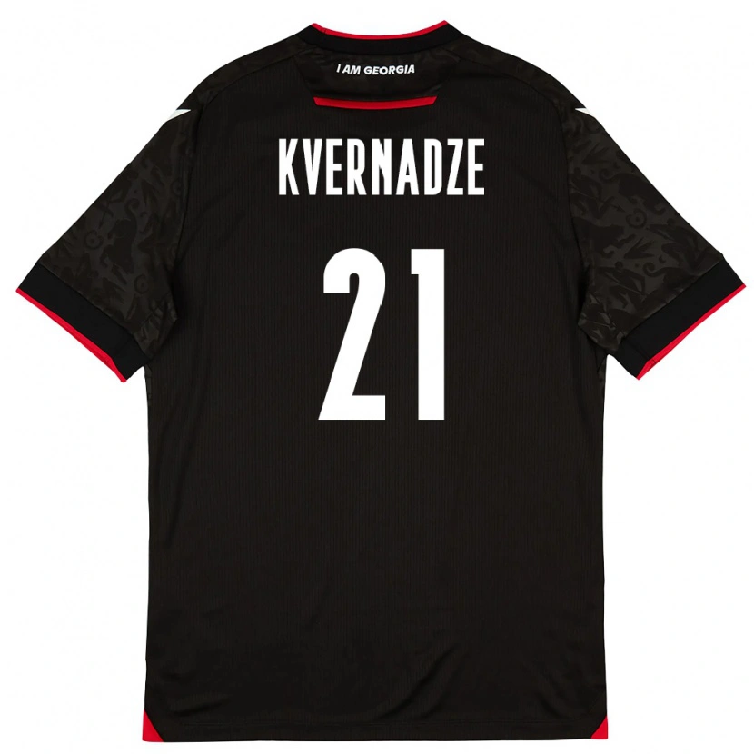 Danxen Hombre Camiseta Georgia Giorgi Kvernadze #21 Negro Blanco Rojo 2ª Equipación 26-28 La Camisa México