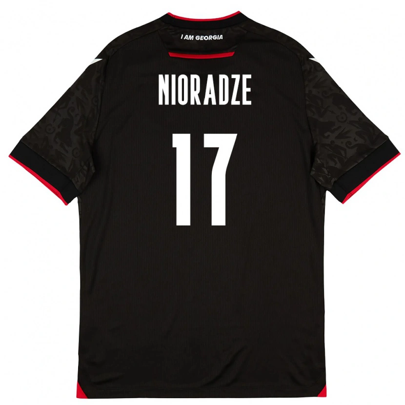 Danxen Hombre Camiseta Georgia Saba Nioradze #17 Negro Blanco Rojo 2ª Equipación 26-28 La Camisa México
