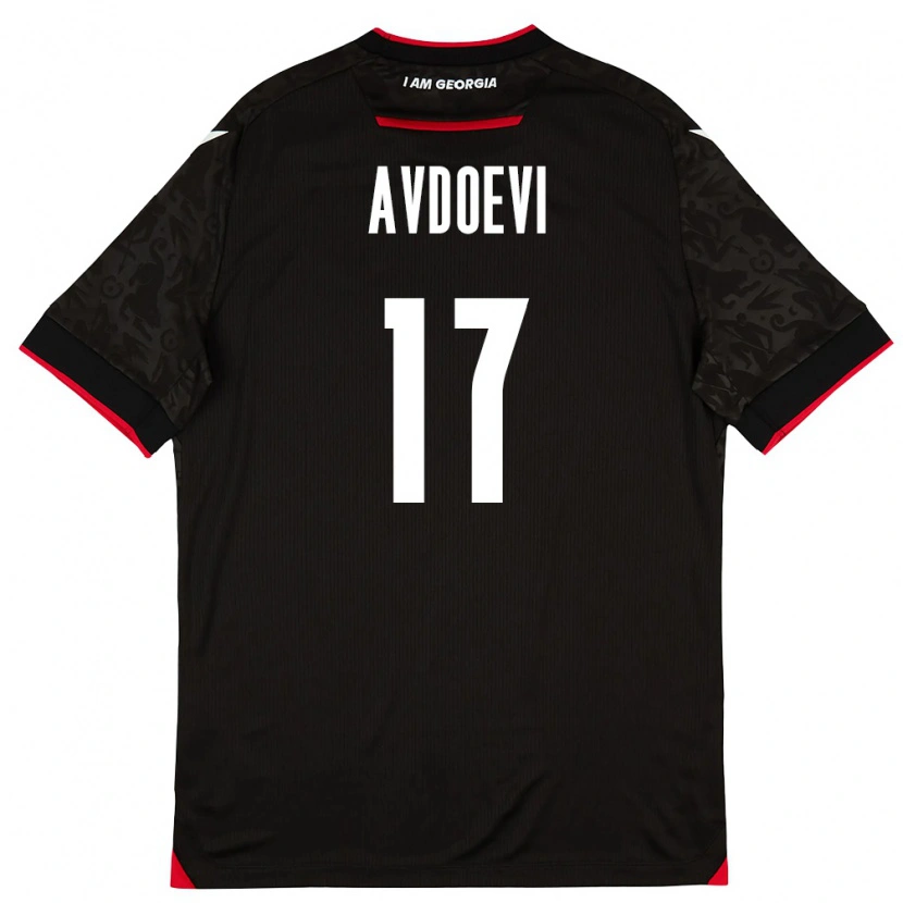 Danxen Hombre Camiseta Georgia Saba Avdoevi #17 Negro Blanco Rojo 2ª Equipación 26-28 La Camisa México