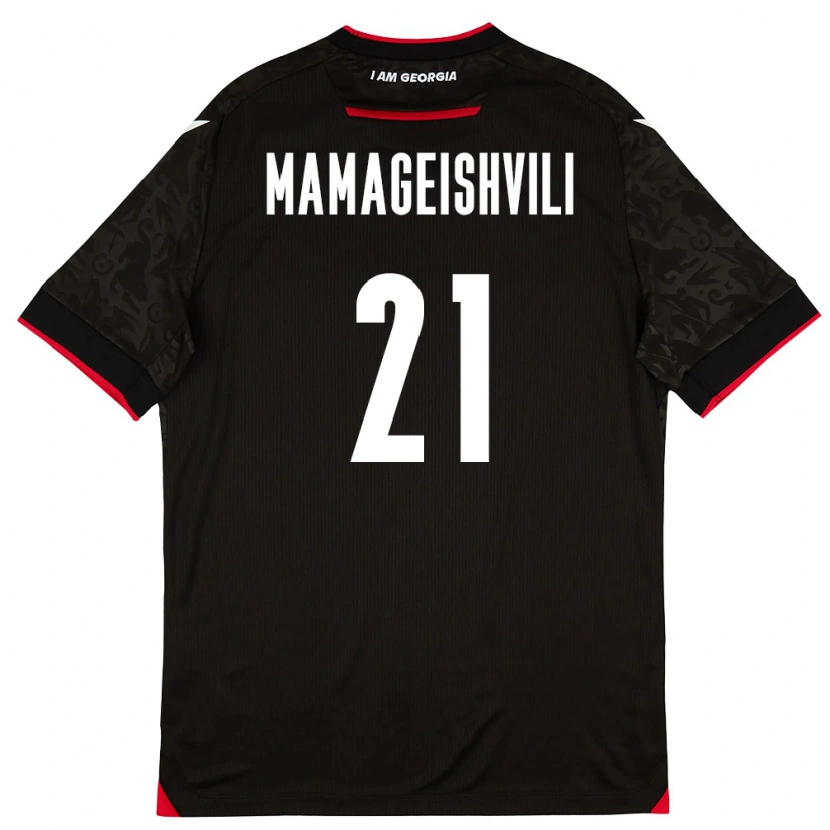 Danxen Hombre Camiseta Georgia Otar Mamageishvili #21 Negro Blanco Rojo 2ª Equipación 26-28 La Camisa México