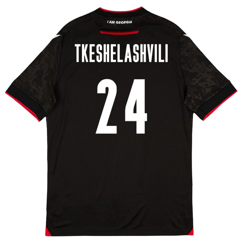 Danxen Hombre Camiseta Georgia Amiran Tkeshelashvili #24 Negro Blanco Rojo 2ª Equipación 26-28 La Camisa México