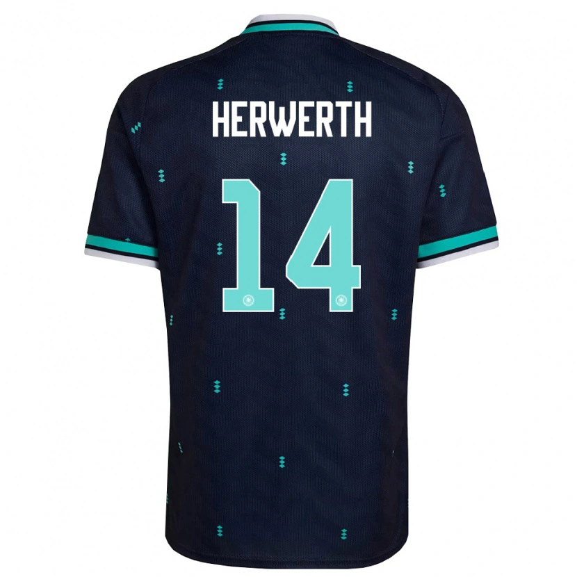 Danxen Hombre Camiseta Alemania Maximilian Herwerth #14 Marino Azul Cielo Blanco 2ª Equipación 26-28 La Camisa México