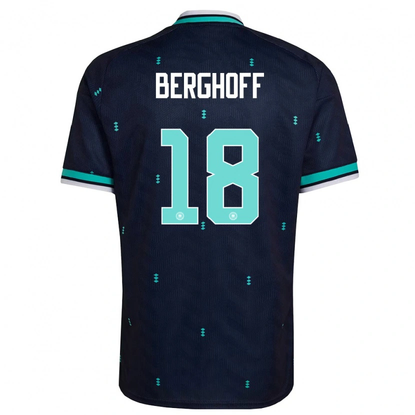 Danxen Hombre Camiseta Alemania Jonah Berghoff #18 Marino Azul Cielo Blanco 2ª Equipación 26-28 La Camisa México