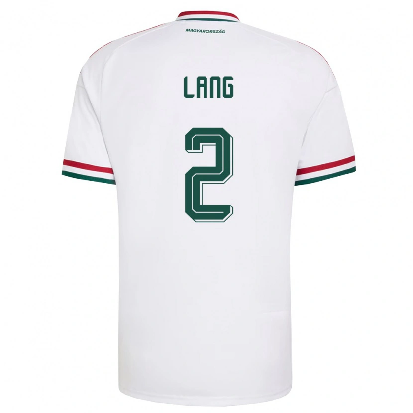 Danxen Hombre Camiseta Hungría Ádám Lang #2 Blanco Rojo Verde 2ª Equipación 26-28 La Camisa México