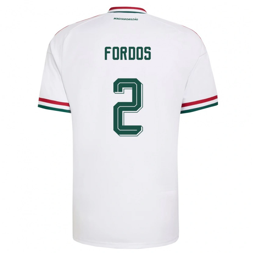 Danxen Hombre Camiseta Hungría Beatrix Fördős #2 Blanco Rojo Verde 2ª Equipación 26-28 La Camisa México