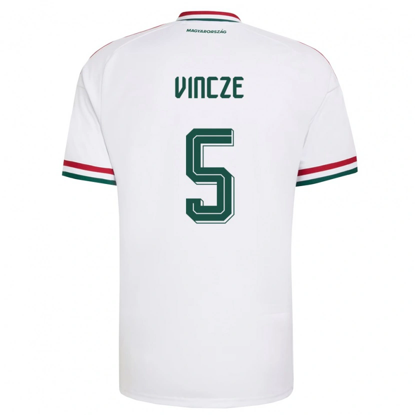 Danxen Hombre Camiseta Hungría Tamás Vincze #5 Blanco Rojo Verde 2ª Equipación 26-28 La Camisa México
