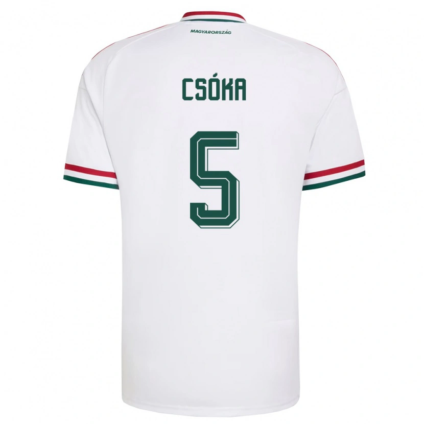 Danxen Hombre Camiseta Hungría Gergely Csóka #5 Blanco Rojo Verde 2ª Equipación 26-28 La Camisa México
