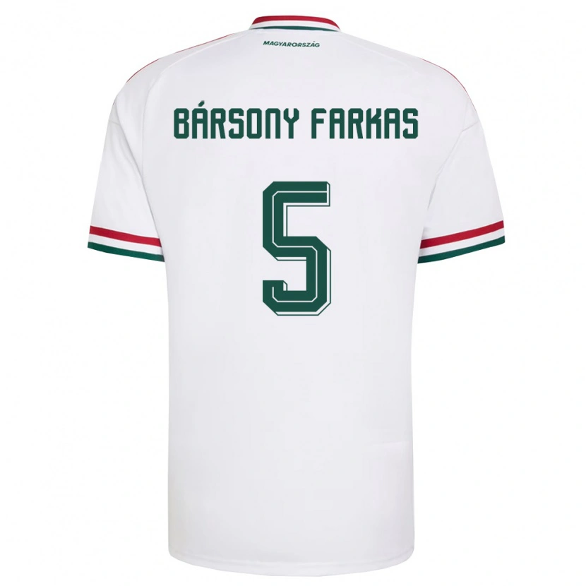 Danxen Hombre Camiseta Hungría Dániel Bársony Farkas #5 Blanco Rojo Verde 2ª Equipación 26-28 La Camisa México