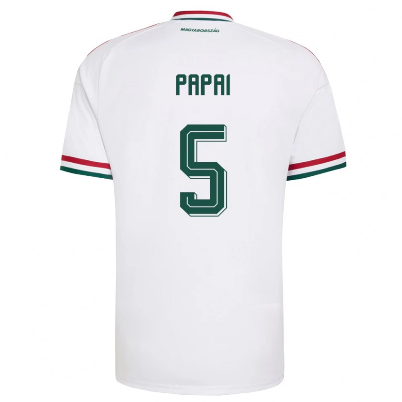 Danxen Hombre Camiseta Hungría Emőke Pápai #5 Blanco Rojo Verde 2ª Equipación 26-28 La Camisa México