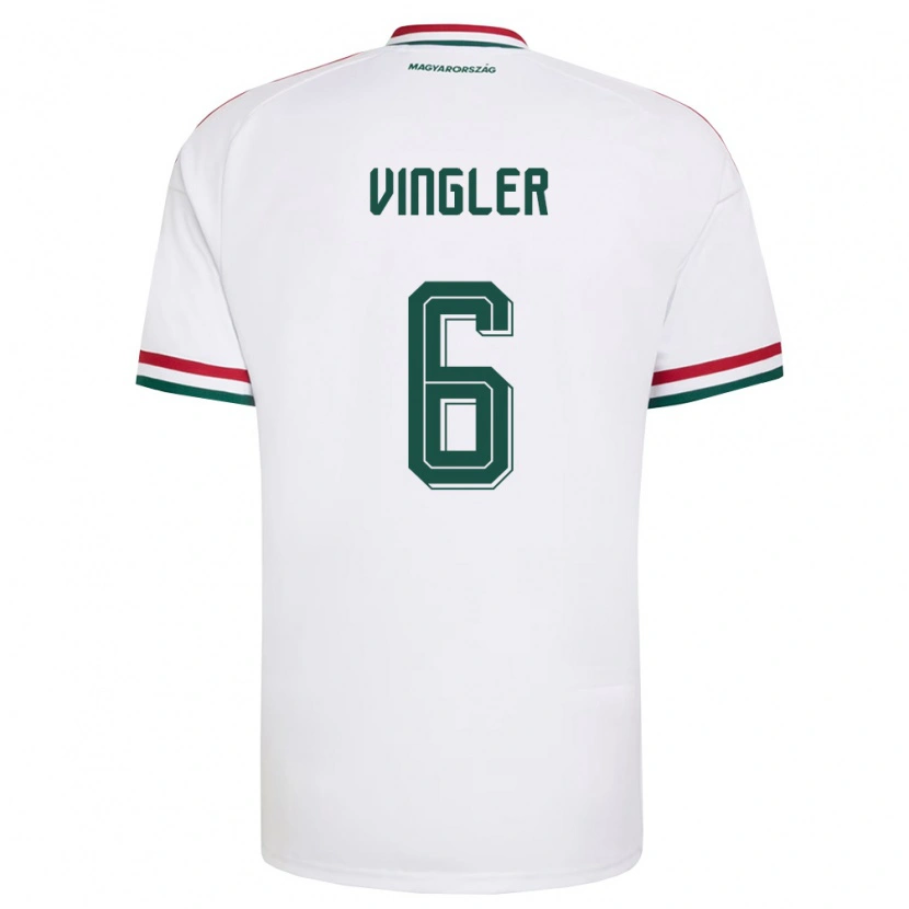 Danxen Hombre Camiseta Hungría László Vingler #6 Blanco Rojo Verde 2ª Equipación 26-28 La Camisa México