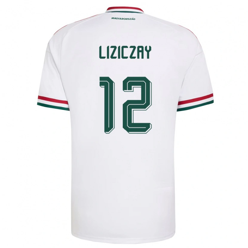 Danxen Hombre Camiseta Hungría Zsombor Liziczay #12 Blanco Rojo Verde 2ª Equipación 26-28 La Camisa México