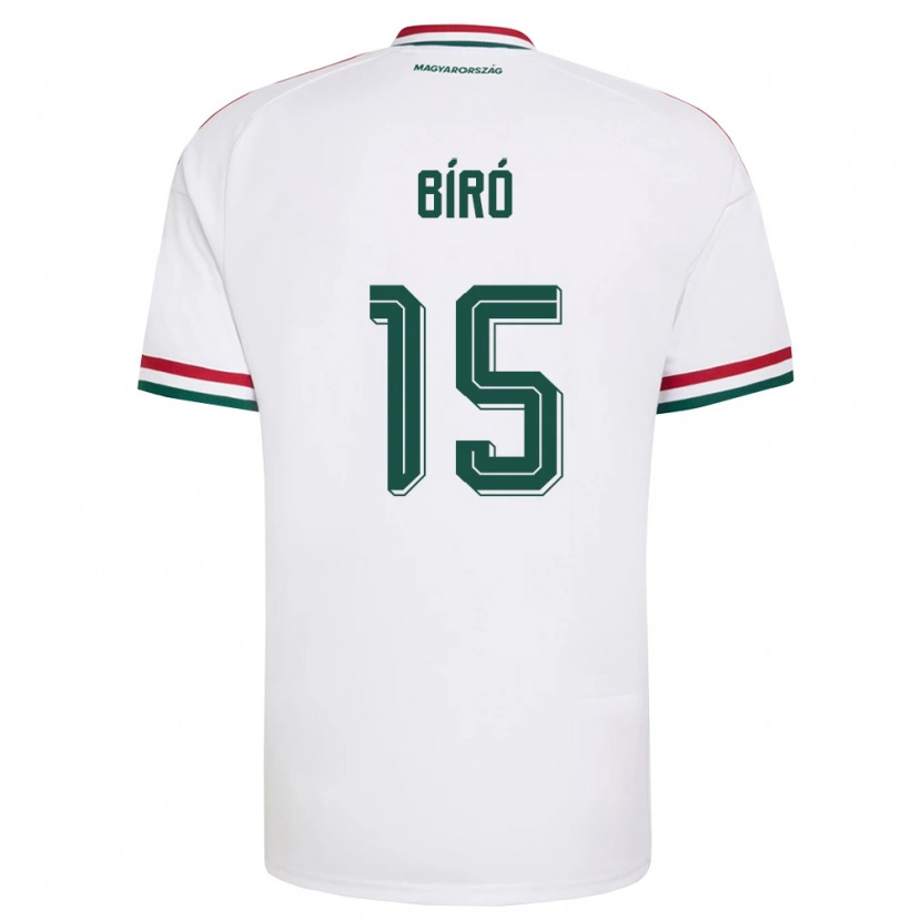 Danxen Hombre Camiseta Hungría Barnabás Bíró #15 Blanco Rojo Verde 2ª Equipación 26-28 La Camisa México
