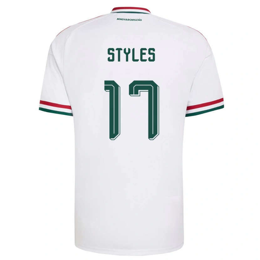 Danxen Hombre Camiseta Hungría Callum Styles #17 Blanco Rojo Verde 2ª Equipación 26-28 La Camisa México