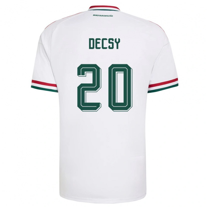 Danxen Hombre Camiseta Hungría Ádám Décsy #20 Blanco Rojo Verde 2ª Equipación 26-28 La Camisa México