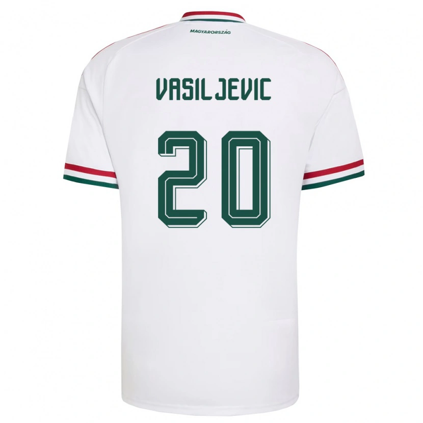 Danxen Hombre Camiseta Hungría Andrej Vasiljevic #20 Blanco Rojo Verde 2ª Equipación 26-28 La Camisa México