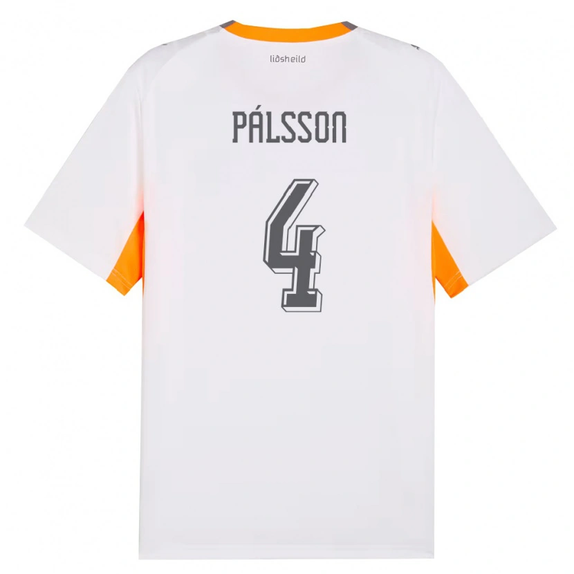 Danxen Hombre Camiseta Islandia Victor Pálsson #4 Blanco Naranja Gris 2ª Equipación 26-28 La Camisa México