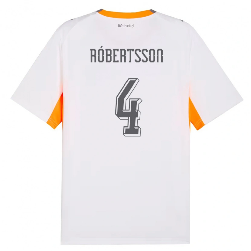 Danxen Hombre Camiseta Islandia Logi Hrafn Róbertsson #4 Blanco Naranja Gris 2ª Equipación 26-28 La Camisa México