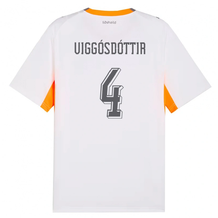 Danxen Hombre Camiseta Islandia Glódís Perla Viggósdóttir #4 Blanco Naranja Gris 2ª Equipación 26-28 La Camisa México