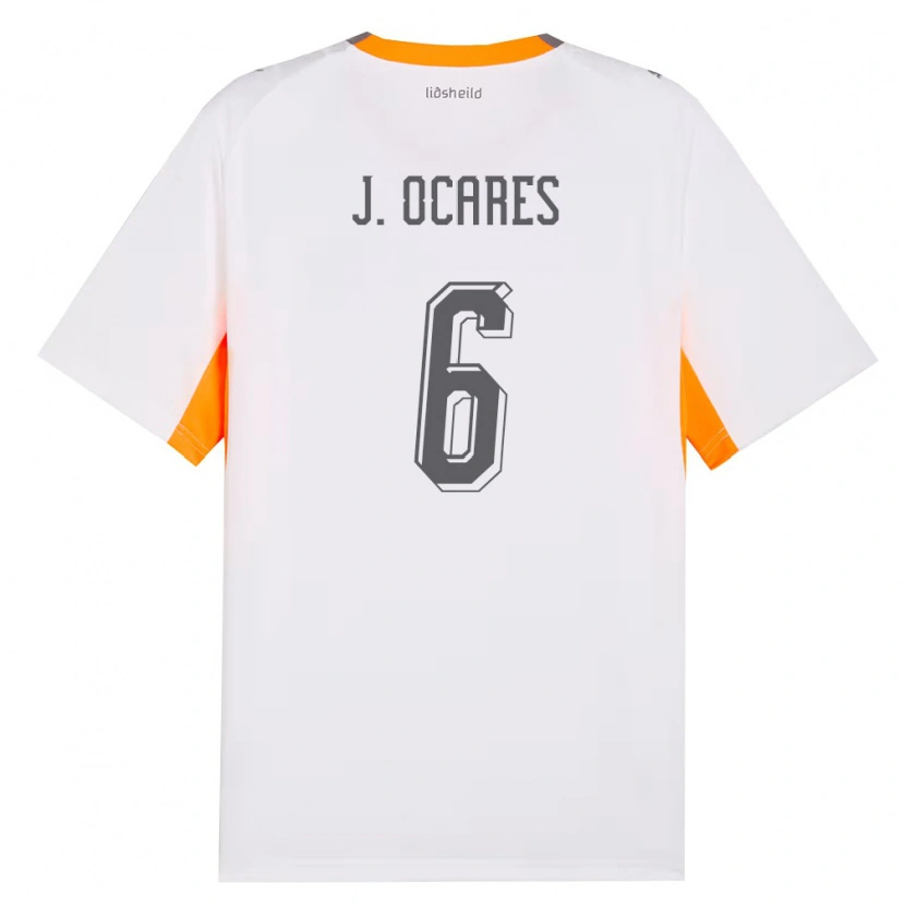 Danxen Hombre Camiseta Islandia Jakob Ocares Kristjánsson #6 Blanco Naranja Gris 2ª Equipación 26-28 La Camisa México