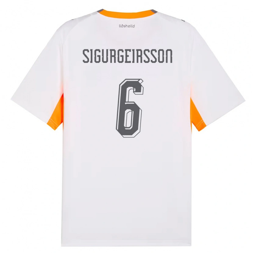 Danxen Hombre Camiseta Islandia Rúnar Thór Sigurgeirsson #6 Blanco Naranja Gris 2ª Equipación 26-28 La Camisa México