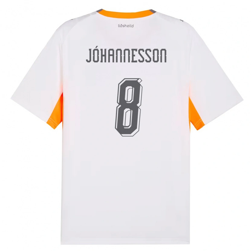 Danxen Hombre Camiseta Islandia Ísak Jóhannesson #8 Blanco Naranja Gris 2ª Equipación 26-28 La Camisa México