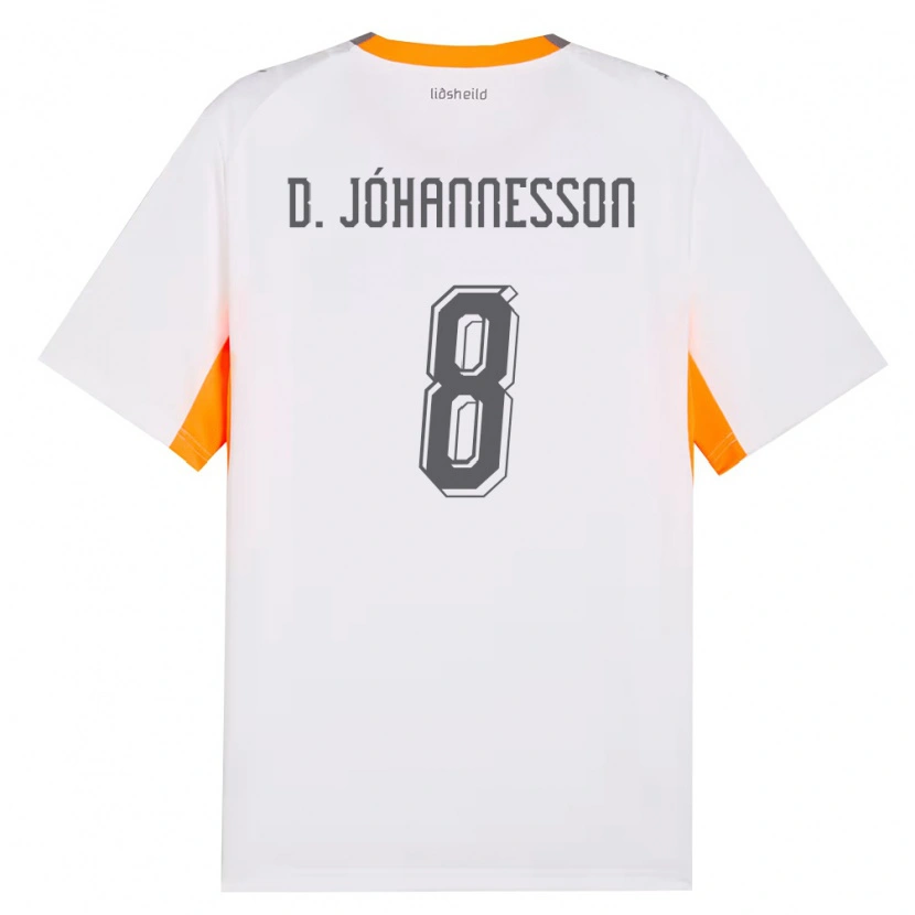 Danxen Hombre Camiseta Islandia Daniel Jóhannesson #8 Blanco Naranja Gris 2ª Equipación 26-28 La Camisa México