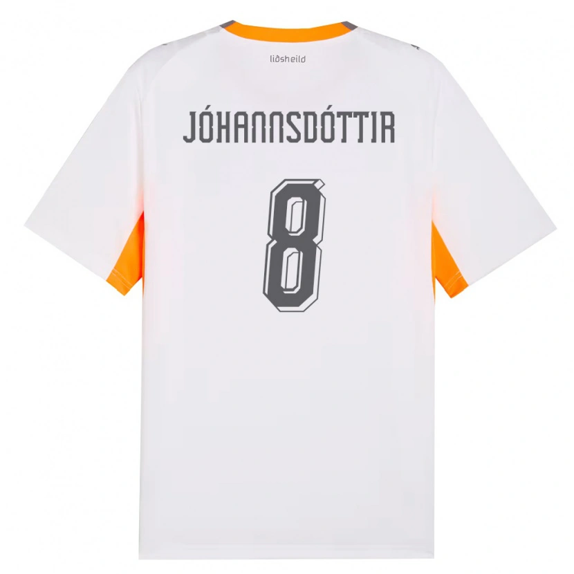 Danxen Hombre Camiseta Islandia Alexandra Jóhannsdóttir #8 Blanco Naranja Gris 2ª Equipación 26-28 La Camisa México