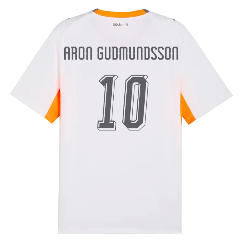 Danxen Hombre Camiseta Islandia Eggert Aron Gudmundsson #10 Blanco Naranja Gris 2ª Equipación 26-28 La Camisa México