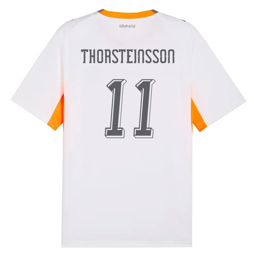 Danxen Hombre Camiseta Islandia Jón Dagur Thorsteinsson #11 Blanco Naranja Gris 2ª Equipación 26-28 La Camisa México