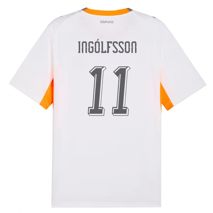 Danxen Hombre Camiseta Islandia Thorri Ingólfsson #11 Blanco Naranja Gris 2ª Equipación 26-28 La Camisa México