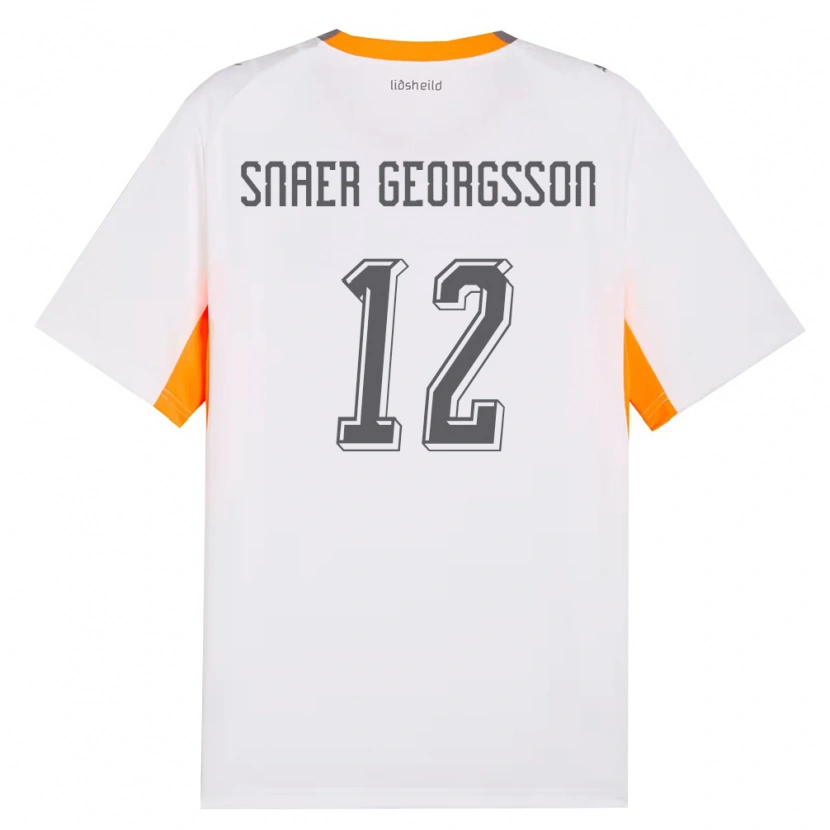 Danxen Hombre Camiseta Islandia Halldór Snaer Georgsson #12 Blanco Naranja Gris 2ª Equipación 26-28 La Camisa México