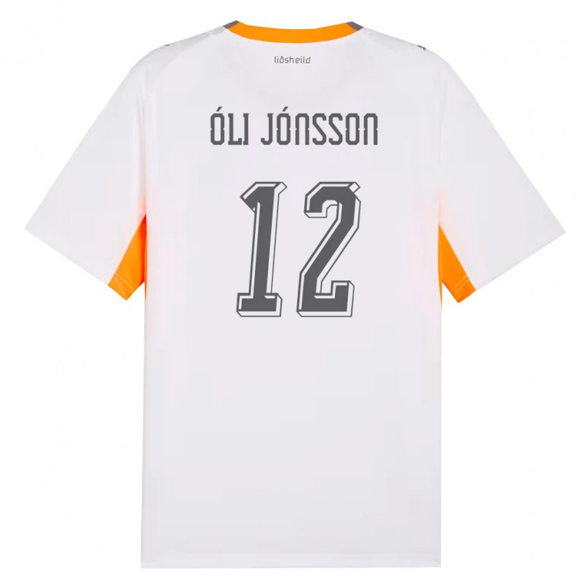 Danxen Hombre Camiseta Islandia Haukur Óli Jónsson #12 Blanco Naranja Gris 2ª Equipación 26-28 La Camisa México