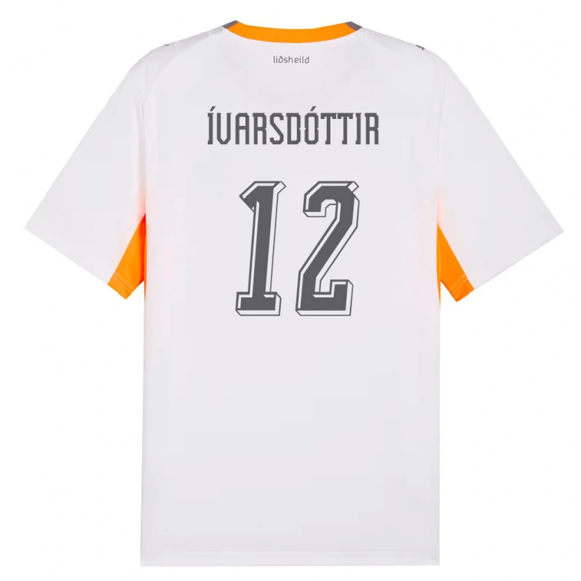 Danxen Hombre Camiseta Islandia Telma Ívarsdóttir #12 Blanco Naranja Gris 2ª Equipación 26-28 La Camisa México