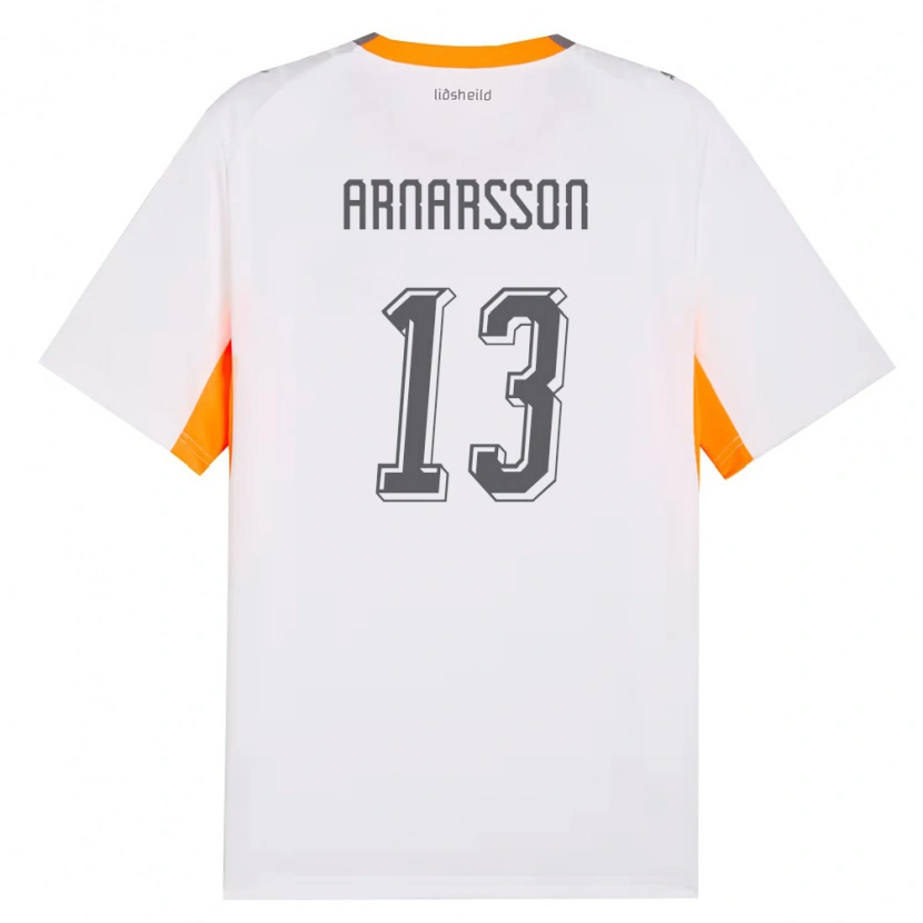 Danxen Hombre Camiseta Islandia Ásbjörn Líndal Arnarsson #13 Blanco Naranja Gris 2ª Equipación 26-28 La Camisa México