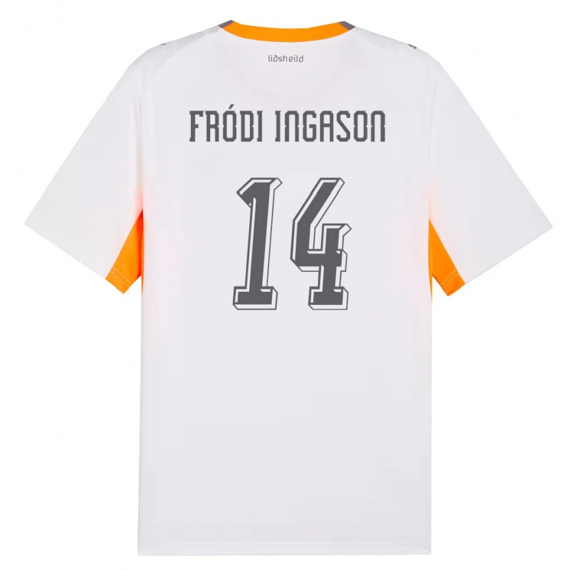 Danxen Hombre Camiseta Islandia Helgi Fródi Ingason #14 Blanco Naranja Gris 2ª Equipación 26-28 La Camisa México