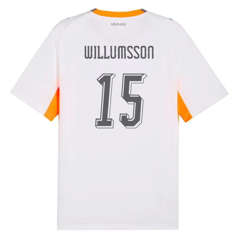 Danxen Hombre Camiseta Islandia Willum Thór Willumsson #15 Blanco Naranja Gris 2ª Equipación 26-28 La Camisa México