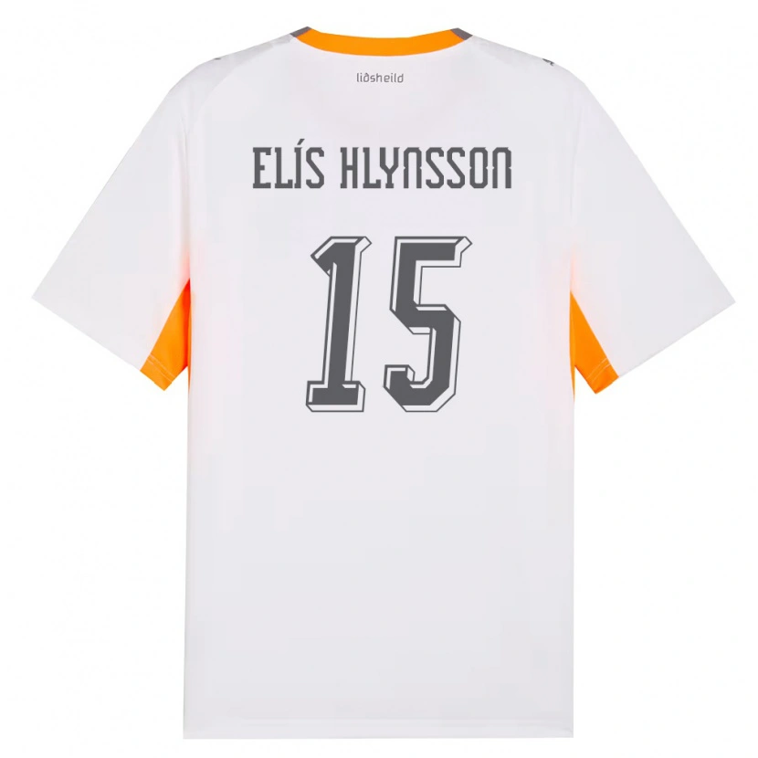 Danxen Hombre Camiseta Islandia Róbert Elís Hlynsson #15 Blanco Naranja Gris 2ª Equipación 26-28 La Camisa México
