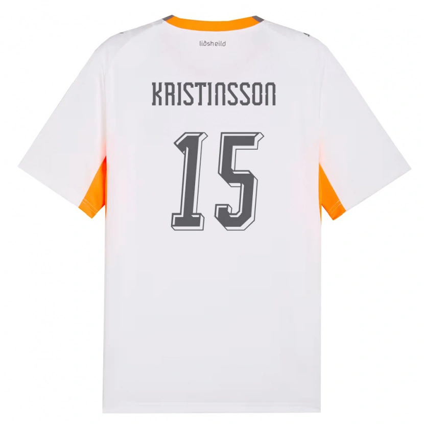 Danxen Hombre Camiseta Islandia Snorri Kristinsson #15 Blanco Naranja Gris 2ª Equipación 26-28 La Camisa México
