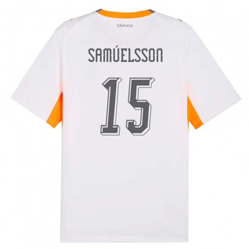 Danxen Hombre Camiseta Islandia Birkir Hrafn Samúelsson #15 Blanco Naranja Gris 2ª Equipación 26-28 La Camisa México