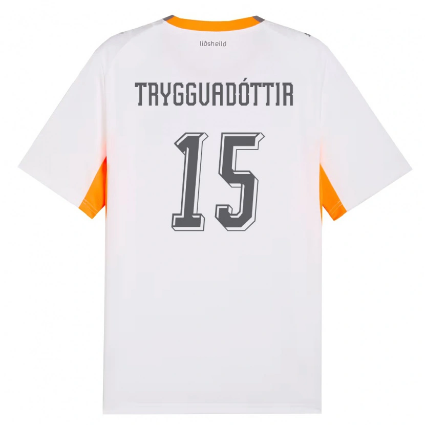 Danxen Hombre Camiseta Islandia Katla Tryggvadóttir #15 Blanco Naranja Gris 2ª Equipación 26-28 La Camisa México
