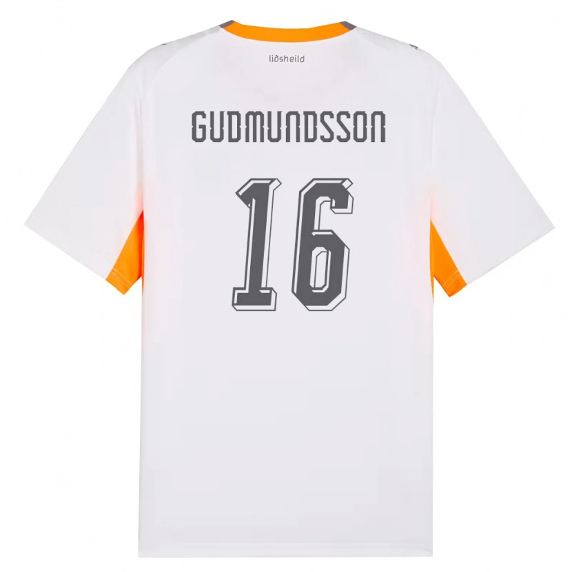Danxen Hombre Camiseta Islandia Jón Breki Gudmundsson #16 Blanco Naranja Gris 2ª Equipación 26-28 La Camisa México