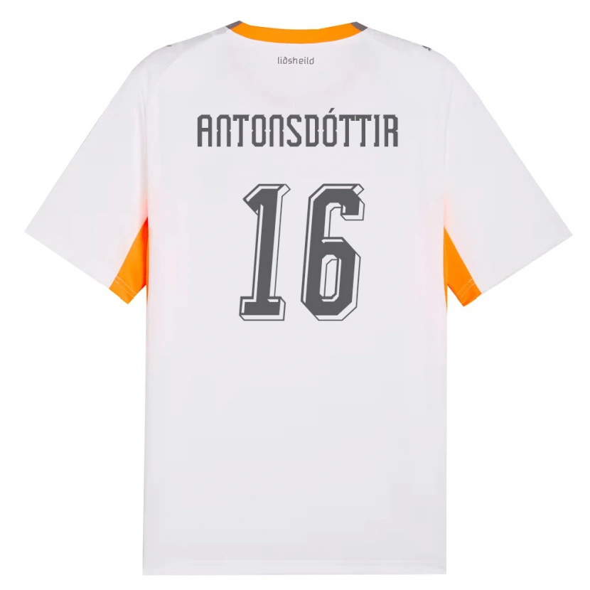 Danxen Hombre Camiseta Islandia Hildur Antonsdóttir #16 Blanco Naranja Gris 2ª Equipación 26-28 La Camisa México