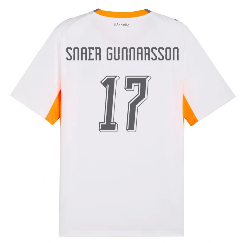 Danxen Hombre Camiseta Islandia Gabríel Snaer Gunnarsson #17 Blanco Naranja Gris 2ª Equipación 26-28 La Camisa México