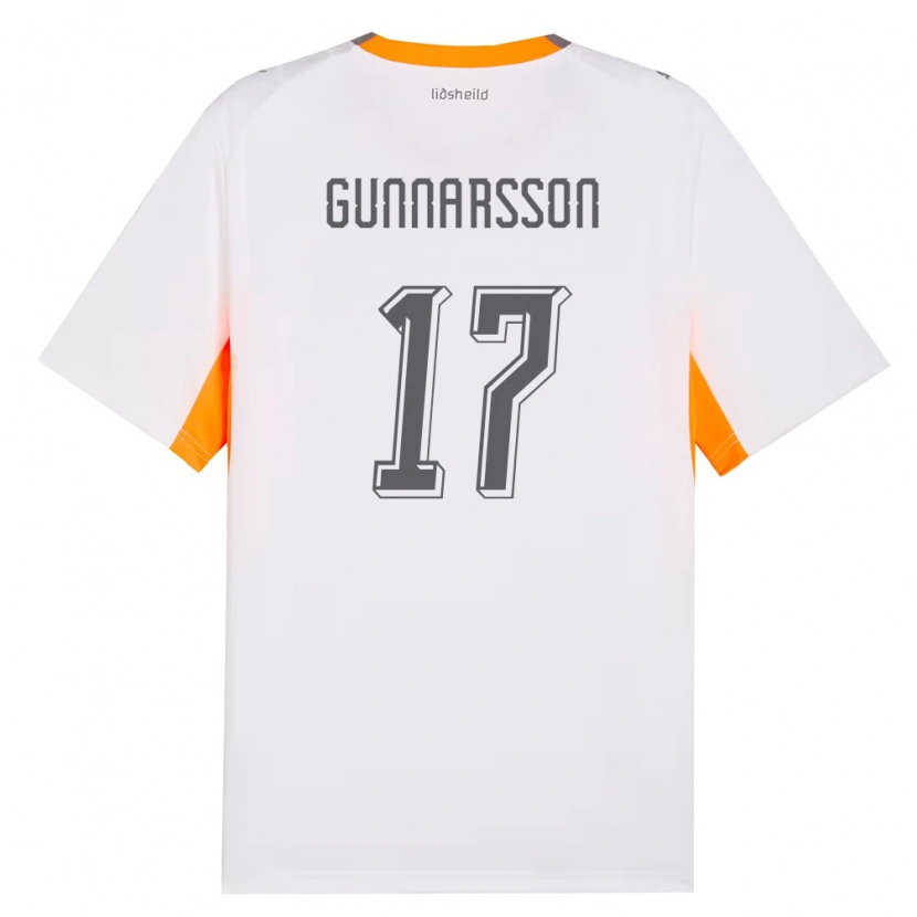 Danxen Hombre Camiseta Islandia Aron Gunnarsson #17 Blanco Naranja Gris 2ª Equipación 26-28 La Camisa México