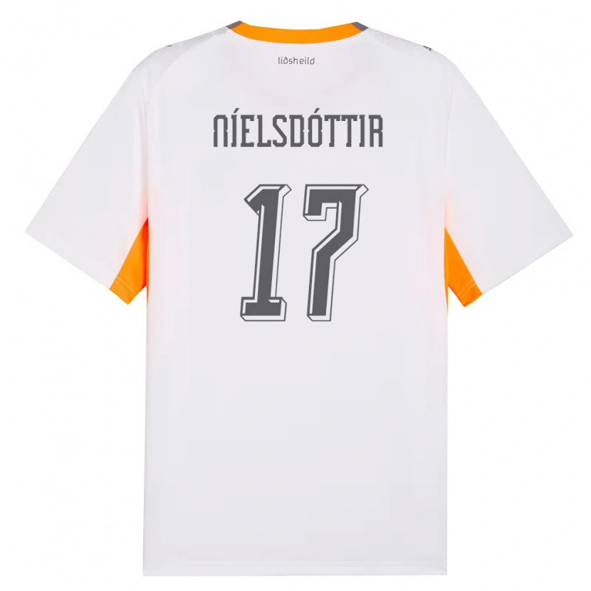 Danxen Hombre Camiseta Islandia Bryndís Arna Níelsdóttir #17 Blanco Naranja Gris 2ª Equipación 26-28 La Camisa México