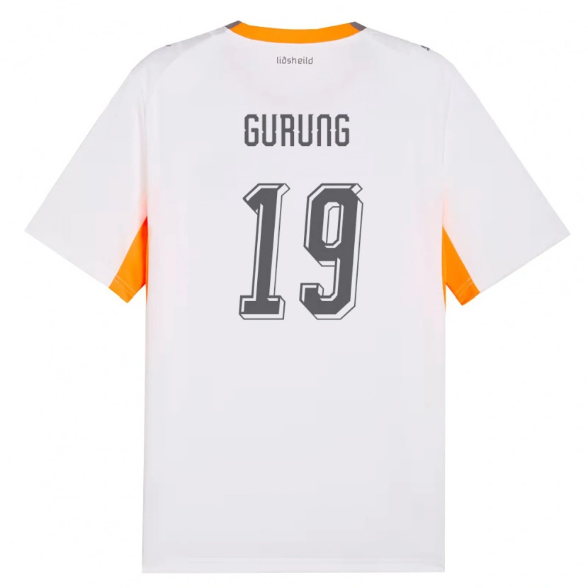 Danxen Hombre Camiseta Islandia Karan Gurung #19 Blanco Naranja Gris 2ª Equipación 26-28 La Camisa México