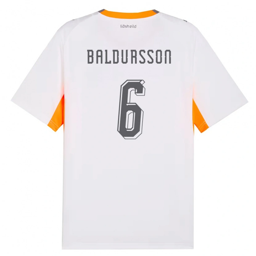 Danxen Hombre Camiseta Islandia Andri Fannar Baldursson #6 Blanco Naranja Gris 2ª Equipación 26-28 La Camisa México