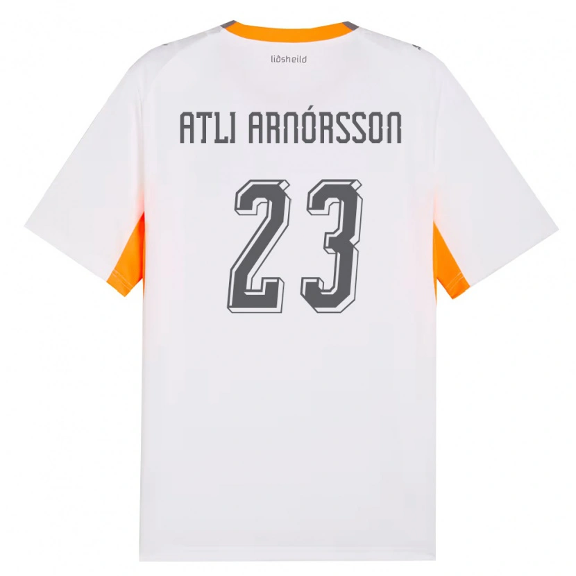 Danxen Hombre Camiseta Islandia Nóel Atli Arnórsson #23 Blanco Naranja Gris 2ª Equipación 26-28 La Camisa México