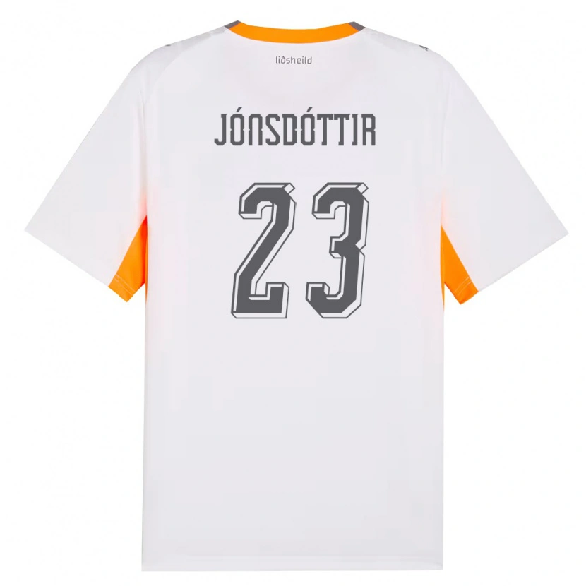 Danxen Hombre Camiseta Islandia Sveindís Jane Jónsdóttir #23 Blanco Naranja Gris 2ª Equipación 26-28 La Camisa México